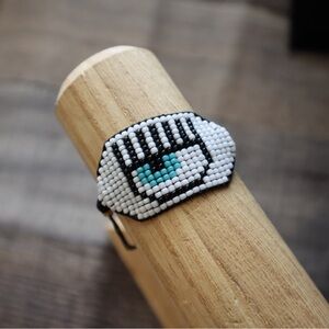 White Evil Eye Miyuki Seed Bead Bracelet